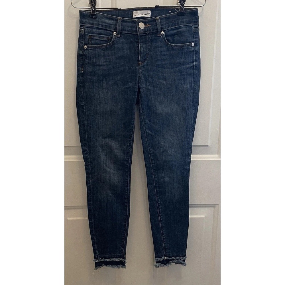 Made and Loved Loft Jeans Modern Skinny Raw Hem Dark Blue‎ Womens 25/0